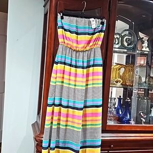 Delia's Bright StripeMulti Colored off the shoulders Dress‎ medium nwt
